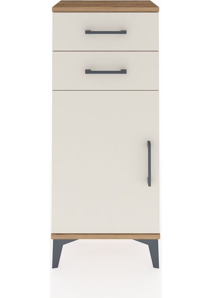 Arges Komodin Tek Raflı 2 Çekmeceli Tek Kapaklı 44X30X106 Çam-Aytaşı