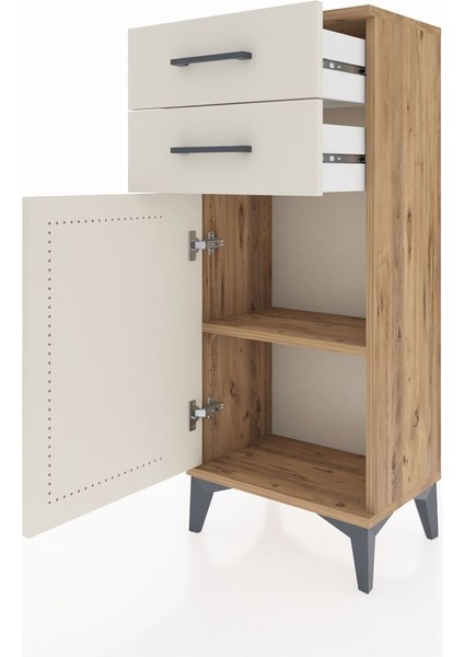 Arges Komodin Tek Raflı 2 Çekmeceli Tek Kapaklı 44X30X106 Çam-Aytaşı fırsatları