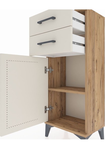 Arges Komodin Tek Raflı 2 Çekmeceli Tek Kapaklı 44X30X106 Çam-Aytaşı indirimleri