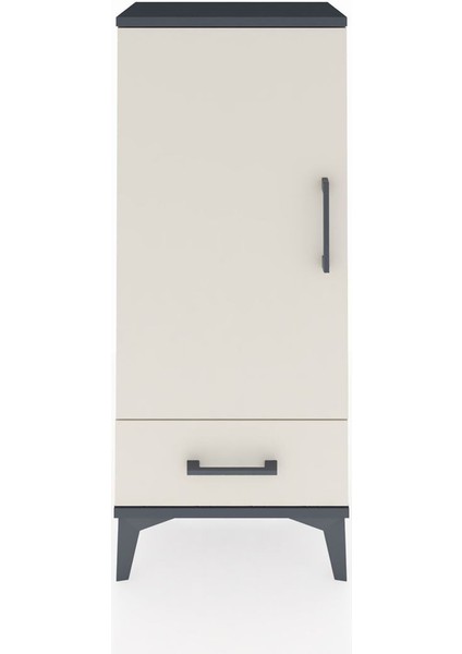 Arges Komodin 3 Raflı Tek Çekmeceli Tek Kapaklı 44X30X106 Antrasit-Aytaşı