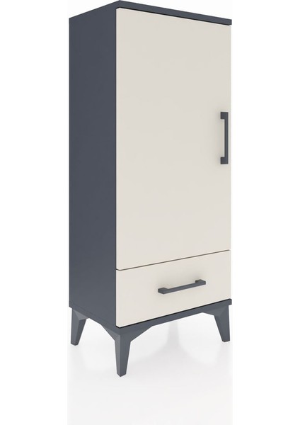 Arges Komodin 3 Raflı Tek Çekmeceli Tek Kapaklı 44X30X106 Antrasit-Aytaşı fiyatları