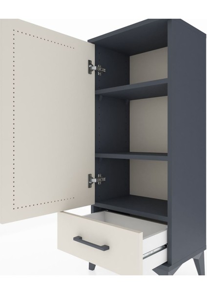 Arges Komodin 3 Raflı Tek Çekmeceli Tek Kapaklı 44X30X106 Antrasit-Aytaşı indirimleri