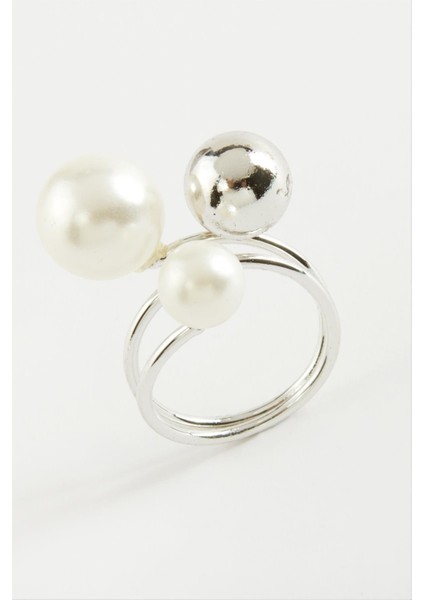 Yuvarlak Inci Metal Yüzük