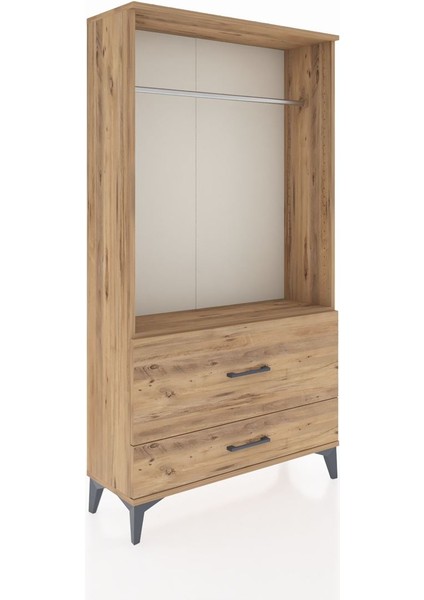 Arges Dolap Tek Raflı 2 Çekmeceli Tek Askılı 88X30X163 Çam-Çam fiyatları