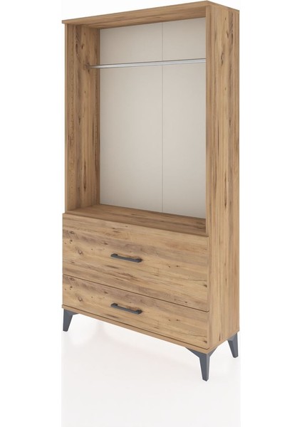 Arges Dolap Tek Raflı 2 Çekmeceli Tek Askılı 88X30X163 Çam-Çam modelleri
