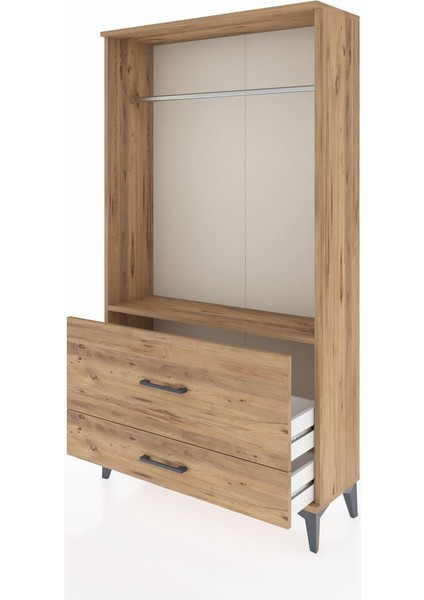 Arges Dolap Tek Raflı 2 Çekmeceli Tek Askılı 88X30X163 Çam-Çam fırsatları