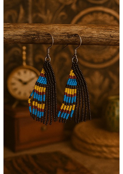 Etnik Desenli Renkli Boncuklu El Yapımı Sallantılı Küpe fiyatları