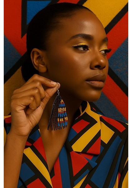 Etnik Desenli Renkli Boncuklu El Yapımı Sallantılı Küpe fırsatları