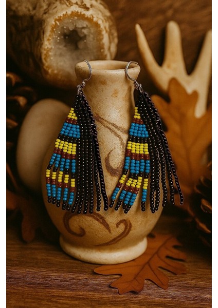 Etnik Desenli Renkli Boncuklu El Yapımı Sallantılı Küpe indirimleri