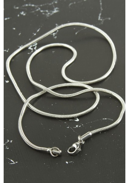 Silindir Zincir Çelik Kolye 55 cm