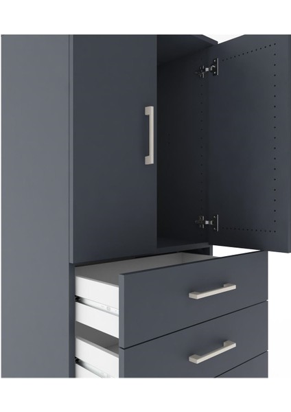 Hyperion Dolap Tek Raflı 5 Çekmeceli 2 Kapaklı 60X44X182 Antrasit-Antrasit indirimleri