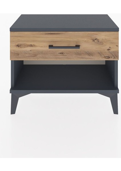 Arges Komodin Tek Çekmeceli 60X30X48 Antrasit-Çam