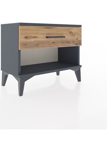 Arges Komodin Tek Çekmeceli 60X30X48 Antrasit-Çam fiyatları