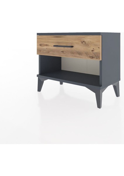 Arges Komodin Tek Çekmeceli 60X30X48 Antrasit-Çam modelleri