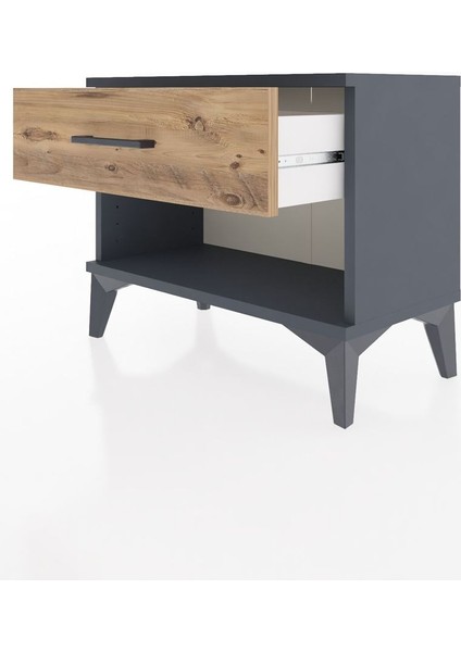 Arges Komodin Tek Çekmeceli 60X30X48 Antrasit-Çam fırsatları