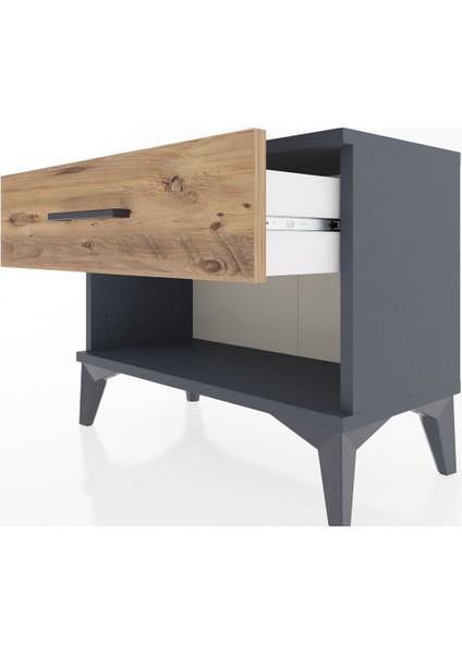 Arges Komodin Tek Çekmeceli 60X30X48 Antrasit-Çam indirimleri