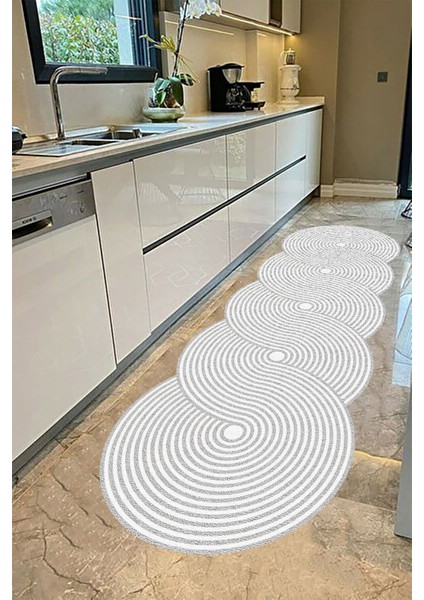 Gri Renk Uzun Halı, Lazer Kesim Yolluk, Mutfak Kaymaz Taban Yıkanabilir indirimleri