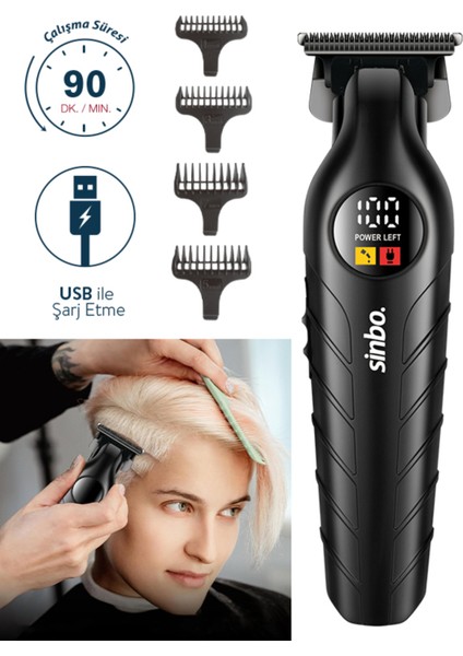 Profesyonel Saç Sakal Tıraş Makinesi, Siyah, Hafif ve Güçlü, Kolay Kullanım