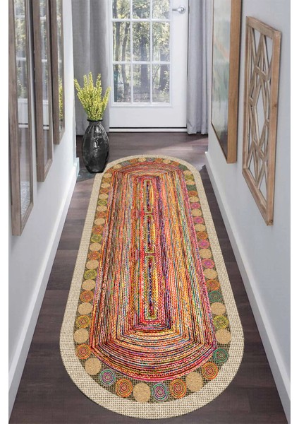 Renkli Dijital Baskılı Kaymaz Taban Modern Mutfak ve Salon Halısı, Yıkanabilir