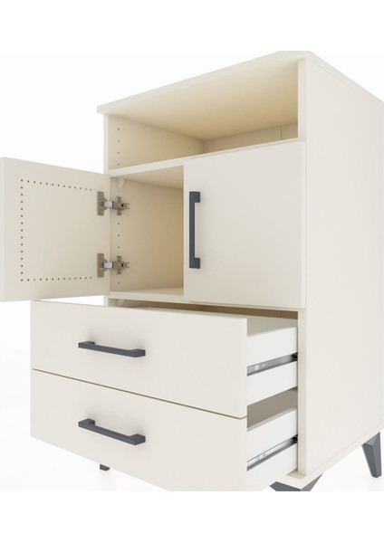 Hyperion Komodin 2 Raflı 2 Çekmeceli 2 Kapaklı 60X44X96 Aytaşı-Aytaşı indirimleri