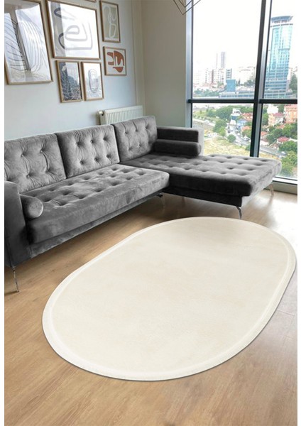 Vl Oval Comfort Peluş Yolluk Ekru, Düz Saçaklı, Rahat ve Şık Tasarım fiyatları