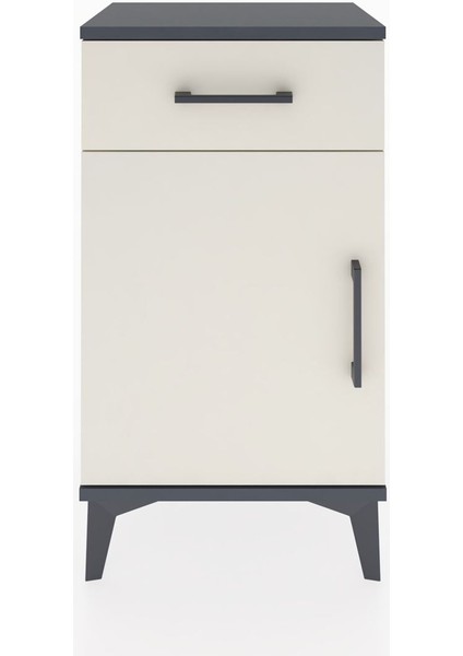 Arges Komodin Tek Raflı Tek Çekmeceli Tek Kapaklı 44X30X80 Antrasit-Aytaşı