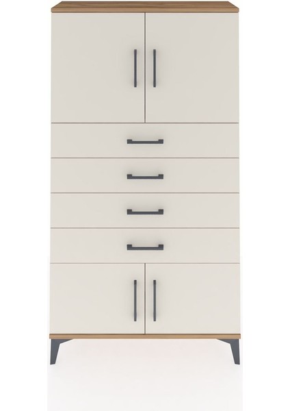 Arges Dolap 2 Raflı 4 Çekmeceli 4 Kapaklı 88X30X163 Çam-Aytaşı
