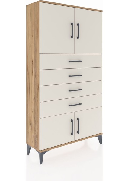Arges Dolap 2 Raflı 4 Çekmeceli 4 Kapaklı 88X30X163 Çam-Aytaşı fiyatları