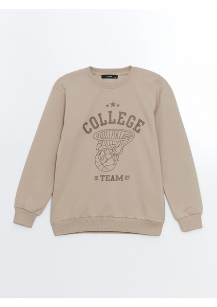 Yeni Sezon Bisiklet Yaka Uzun Kollu Baskılı Erkek Çocuk Sweatshirt