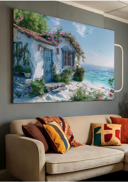 Kanvas Tablo Denize Açılan Alaçatı Evleri Dekoratif Kanvas Tablo 35 x 50