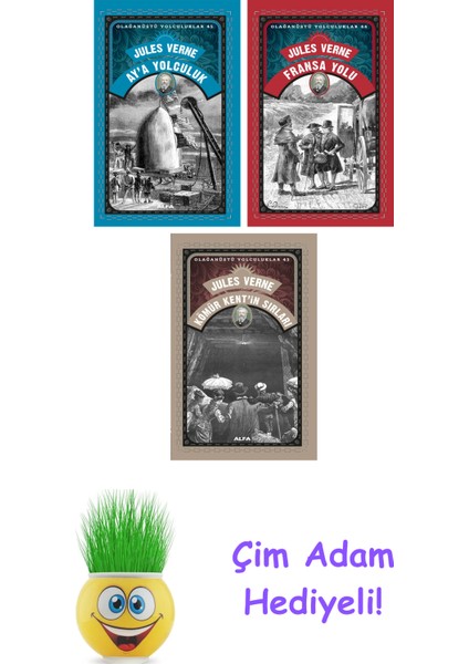 Jules Verne 3 Kitap Seti + Çim Adam Hediye