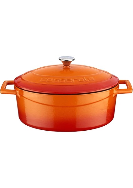 Metal Oval Döküm Tencere, 25 Cm, Turuncu