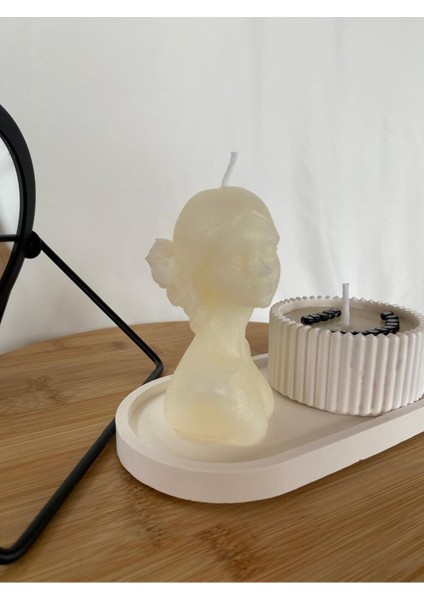 Öğretmenler Günü Hediyesi Kadın Büst ,yazılı Kase ve Dekoratif Tabaklı Mum Seti indirimleri