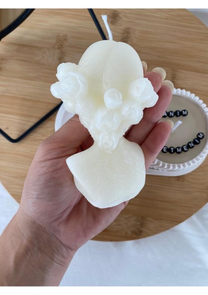 Öğretmenler Günü Hediyesi Kadın Büst ,yazılı Kase ve Dekoratif Tabaklı Mum Seti