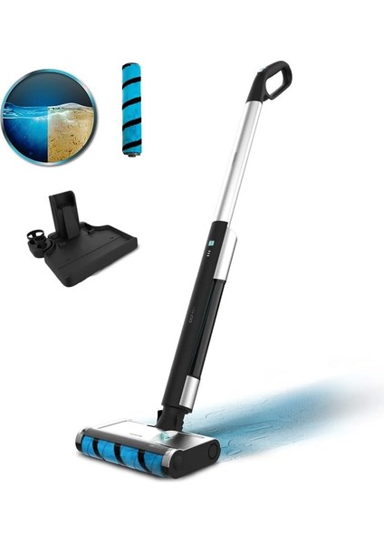 Wash Elektrikli Paspas, 40W, 40 Dakika Çalışma Süresi, Wet Jalisco Emici Silindir, 420 ml Temiz ve 150 ml Kirli Su Tankı, Otomatik Püskürtme, Kendini Temizleme Istasyonu