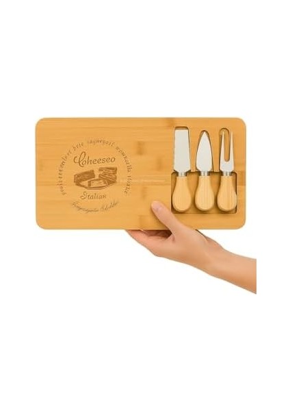 Peynir Sunum Tahtası, 38X17 cm Bambu Servis Tahtası, 3 Parça Bıçaklı Set, Özel Oyma Bölmeli, Sunum ve Ikramlar Için Ahşap modelleri