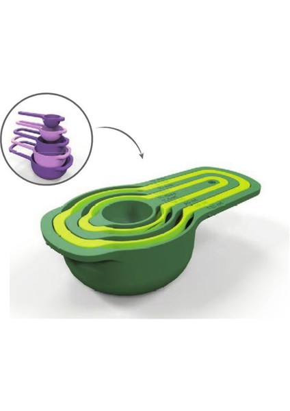 Pratik Ölçü Kaşığı Kabı 5&amp;apos;li Şeker Baharat Sıvı Ölçer Aparat (4172) fırsatları