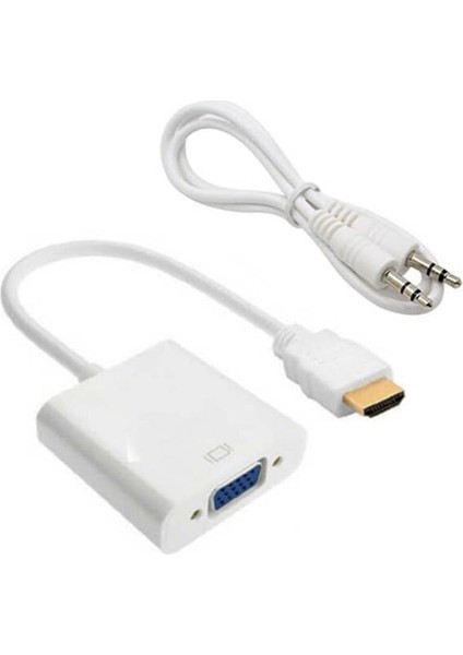 HDMI To VGA Dntrc + Ses Kablosu Beyaz