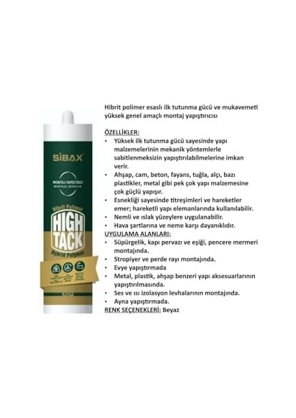 NS78 Hibrit -Tack Montaj - Korniş Yapıştırıcısı 290 ml Beyaz modelleri