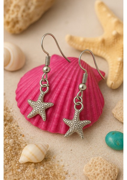 Deniz Yıldızı Detaylı Sallantılı Küpe