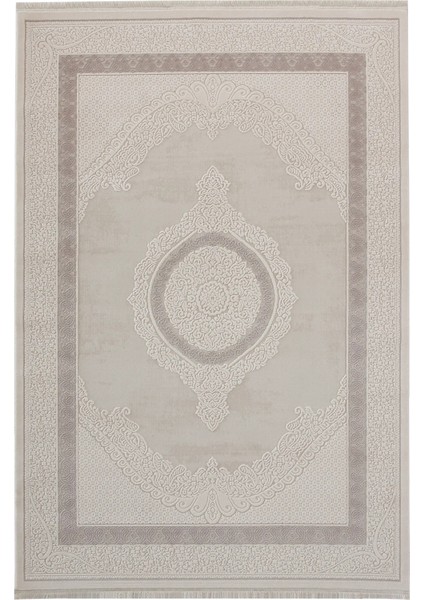 Pulgar Çerçeveli Krem Akrilik Makine Halısı