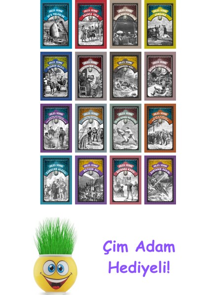 Jules Verne 16 Kitap Seti + Çim Adam Hediye