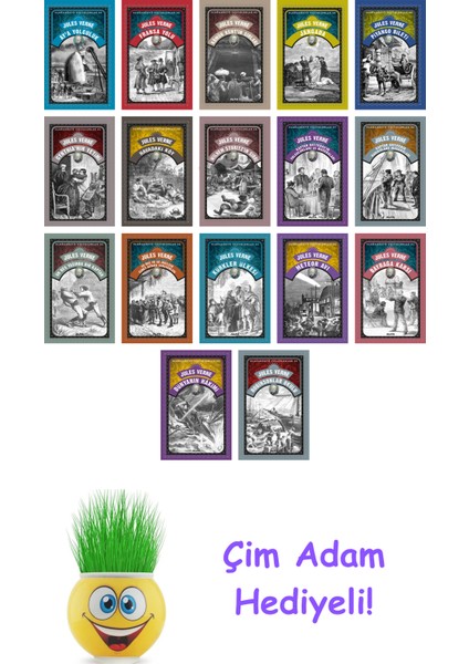 Jules Verne 17 Kitap Seti + Çim Adam Hediye