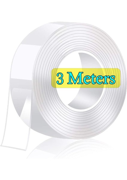 3 Metre Çift Taraflı Ekstra Güçlü Şeffaf Yıkanabilir Iz Yok Kaymaz Yeniden Kullanılabilir Çift, Halı, Mutfak, Araba Veya Ofis Için