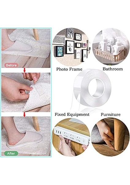 3 Metre Çift Taraflı Ekstra Güçlü Şeffaf Yıkanabilir Iz Yok Kaymaz Yeniden Kullanılabilir Çift, Halı, Mutfak, Araba Veya Ofis Için modelleri