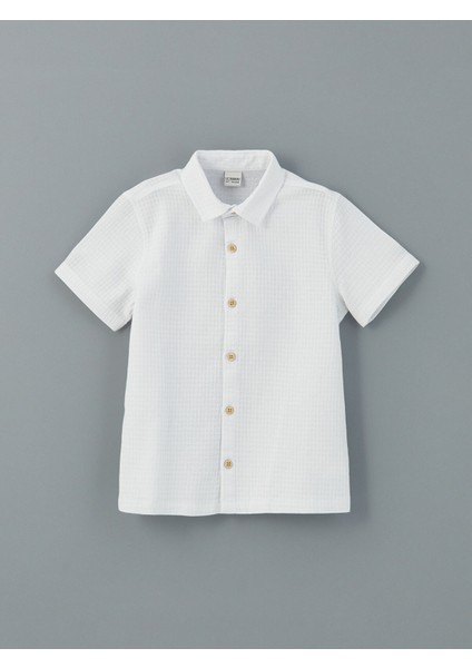 Yeni Sezon Kısa Kollu Dokulu Erkek Çocuk Gömlek