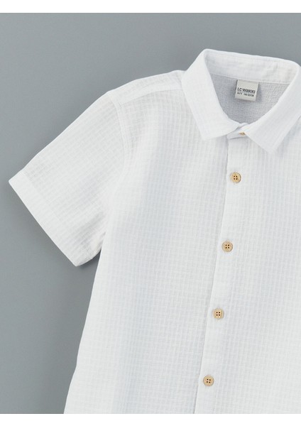 Yeni Sezon Kısa Kollu Dokulu Erkek Çocuk Gömlek modelleri