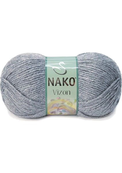 1 Adet Vizon Premium Akrilik El Örgü Ipi Yünü Renk NO:194 Sis Gri