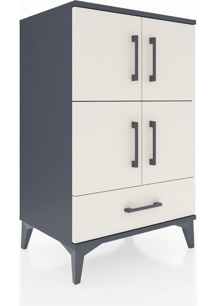 Hyperion Komodin 4 Raflı Tek Çekmeceli 4 Kapaklı 60X44X96 Antrasit-Aytaşı fiyatları