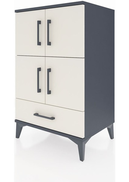 Hyperion Komodin 4 Raflı Tek Çekmeceli 4 Kapaklı 60X44X96 Antrasit-Aytaşı modelleri